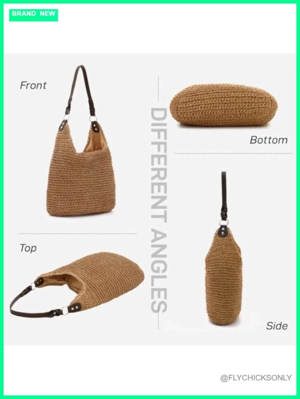 Handwoven Straw Hobo Bag - Large Summer Beach Tote